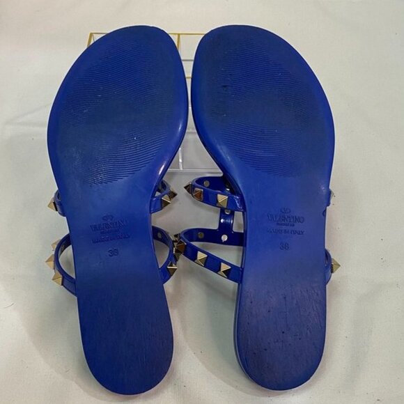 Valentino Garavani Rockstud Jelly Sandals Blue Electric PVC Slides 38 - Picture 10 of 13